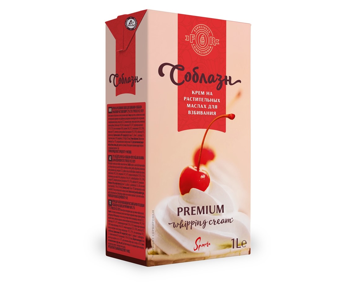 Крем растительно-жировой для взбивания Соблазн  27% 1л*12