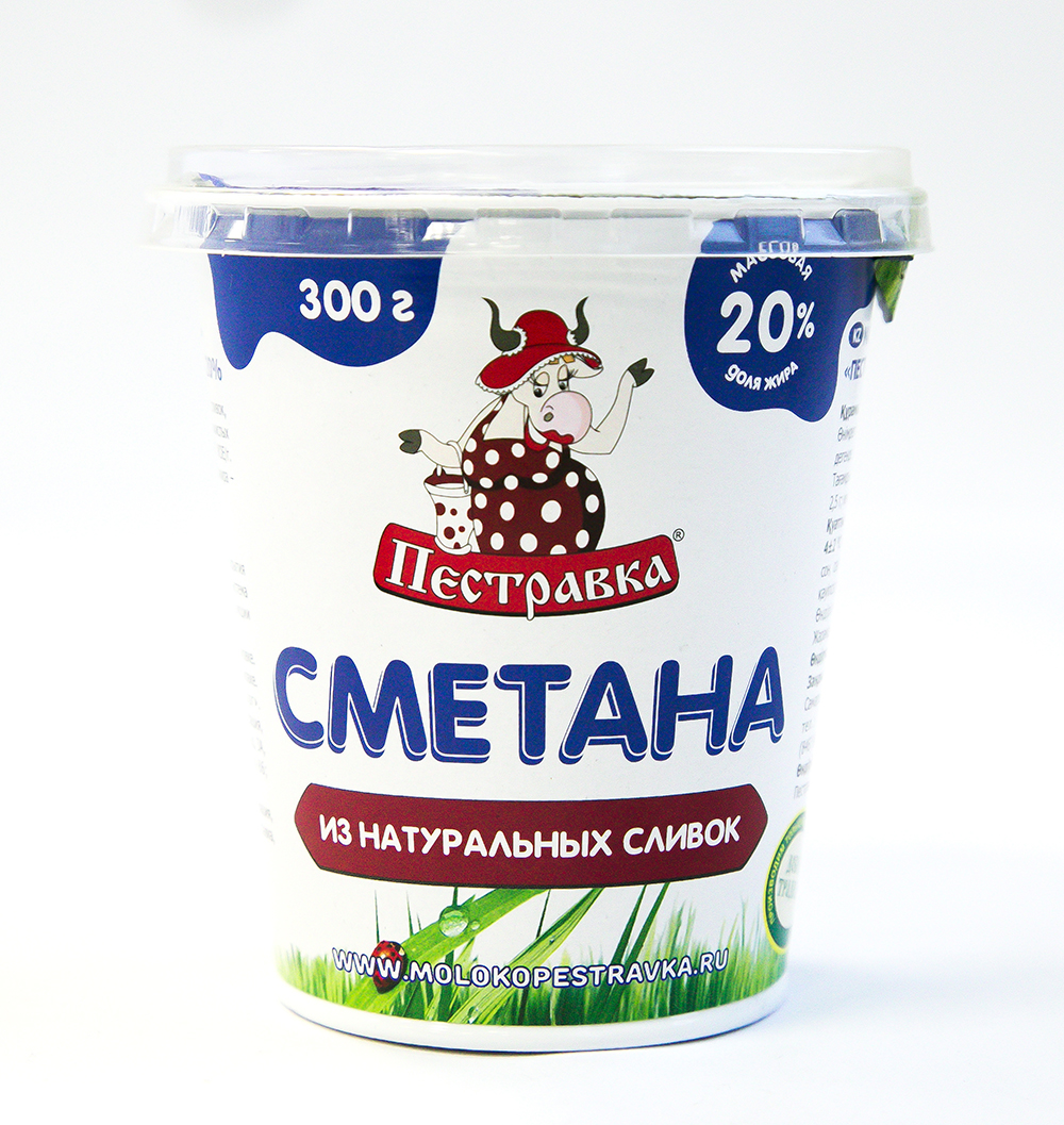 Сметана Пестравка 20% 300г  п/ст