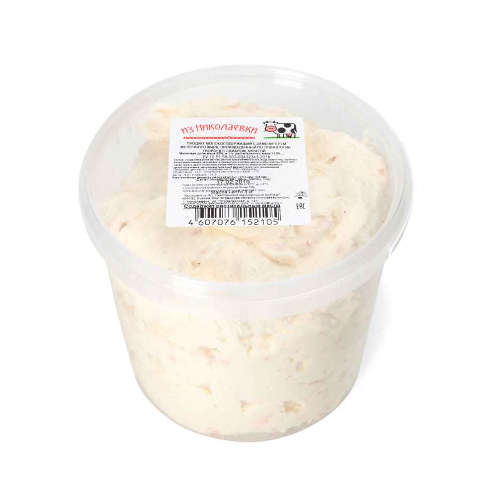 Продукт творожный с заменителем молочного жира Из Николаевки с курагой 23% 3 кг