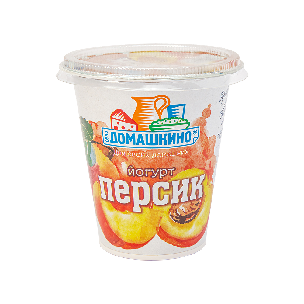 Йогурт фруктовый Село Домашкино со вкусом персика 2,5%  290г пл.стакан