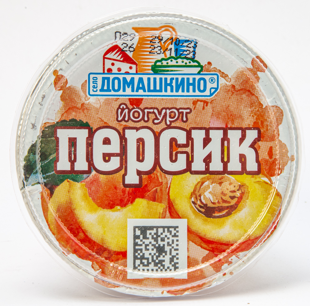 Йогурт фруктовый Село Домашкино со вкусом персика 2,5%  290г пл.стакан
