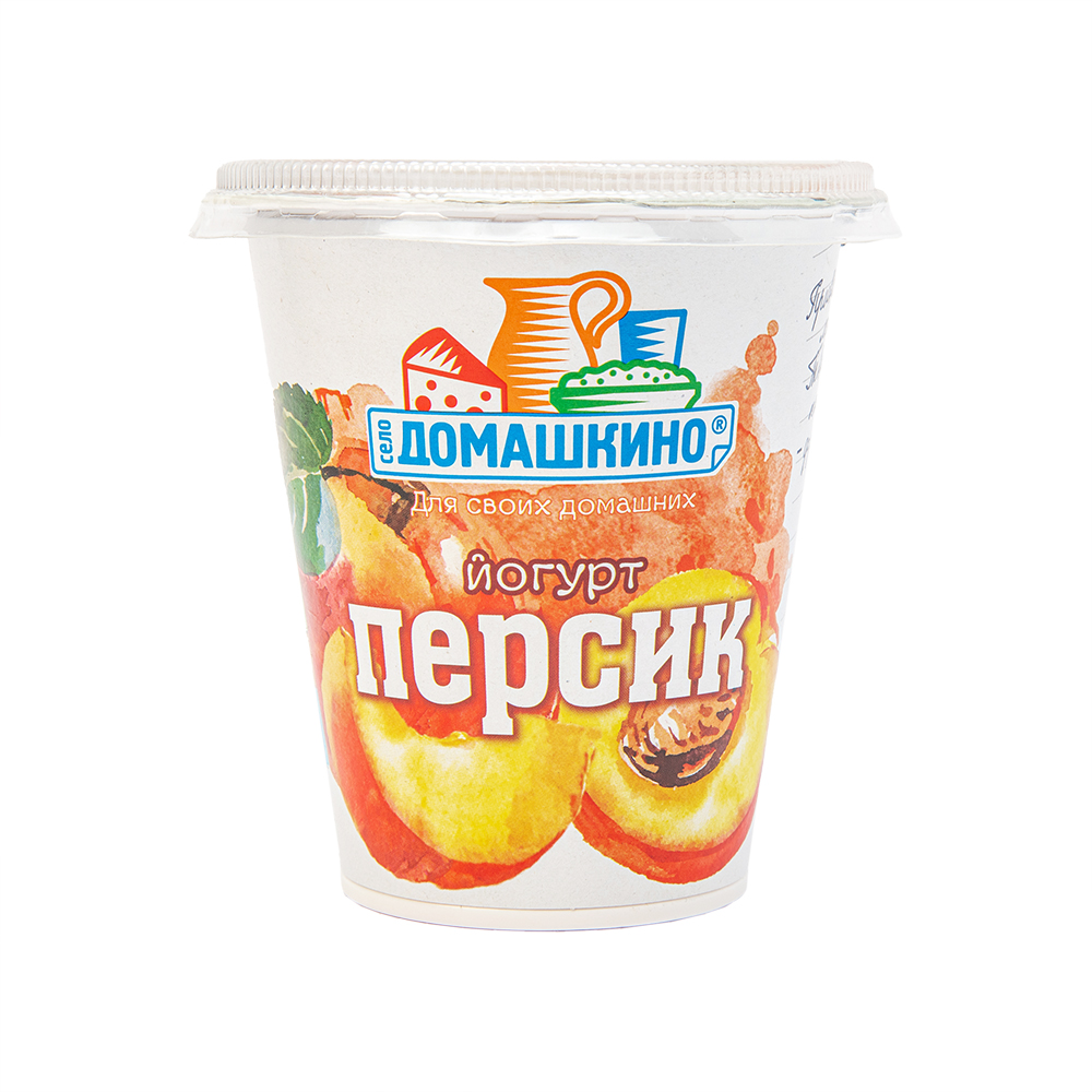 Йогурт фруктовый Село Домашкино со вкусом персика 2,5%  290г пл.стакан