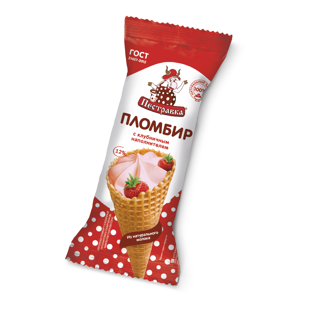 Мороженое ПЕСТРАВКА рожок клубника 18*120г (Р29)