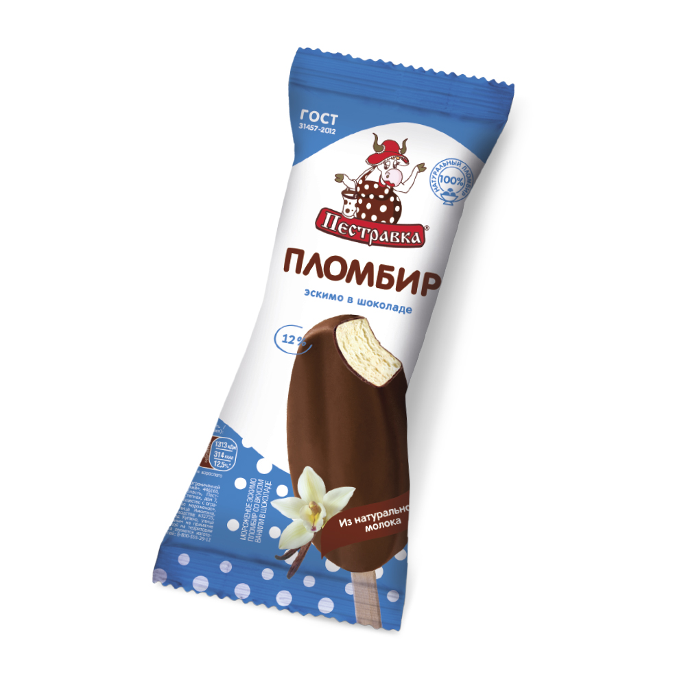 Мороженое ПЕСТРАВКА эскимо пл-р в шок.гл 24*70г (Э22)