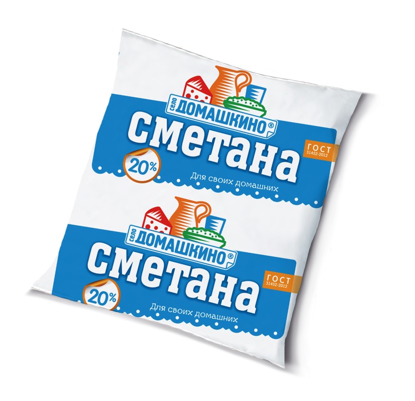 Сметана "Село Домашкино" 20% 450г ф/п