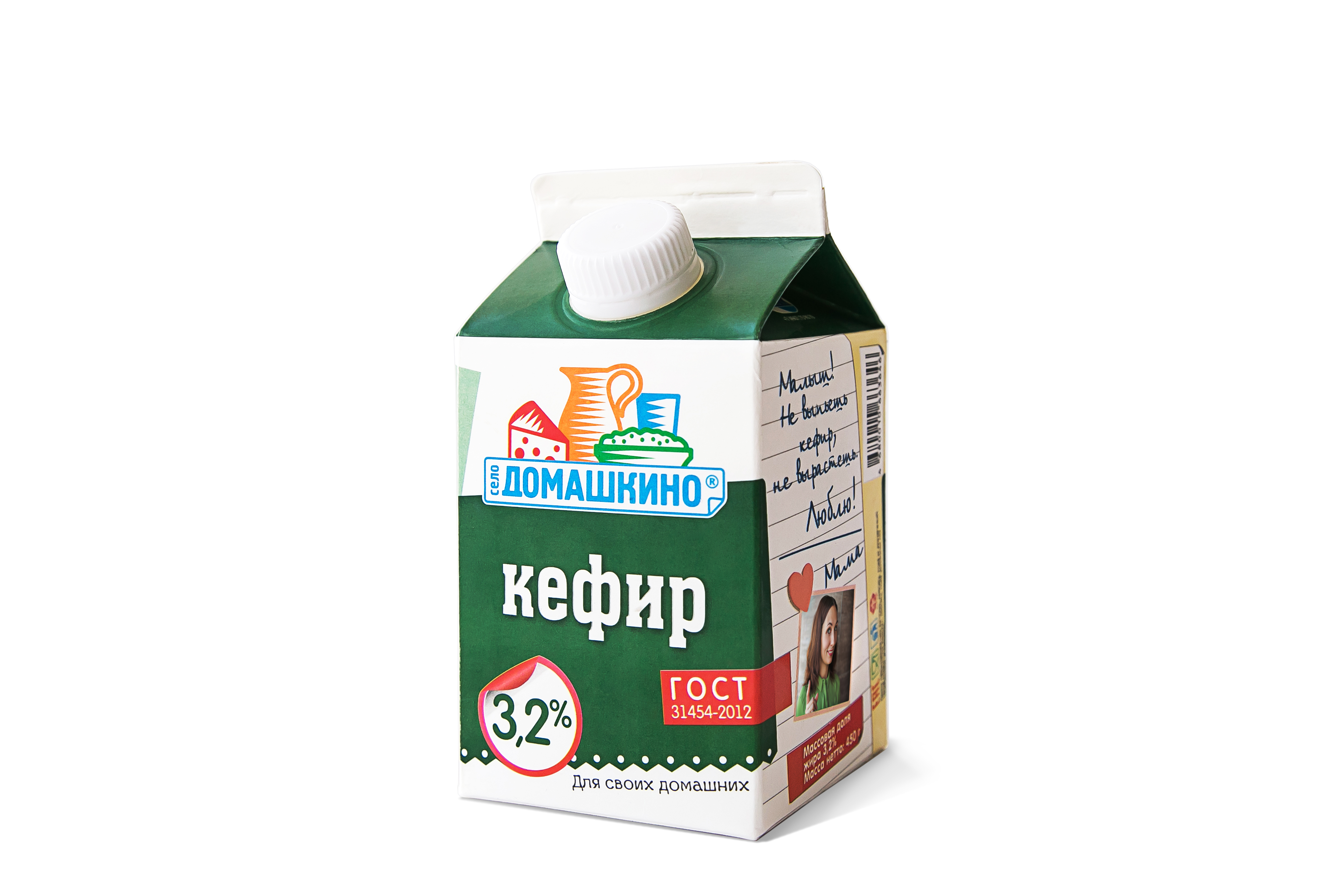 Кефир "Село Домашкино" 3,2% 450г пюр-пак