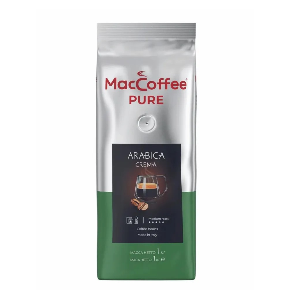 Кофе MacCoffeе PURE ARABICA CREMA натур.в зернах, м/у 1000г*6шт