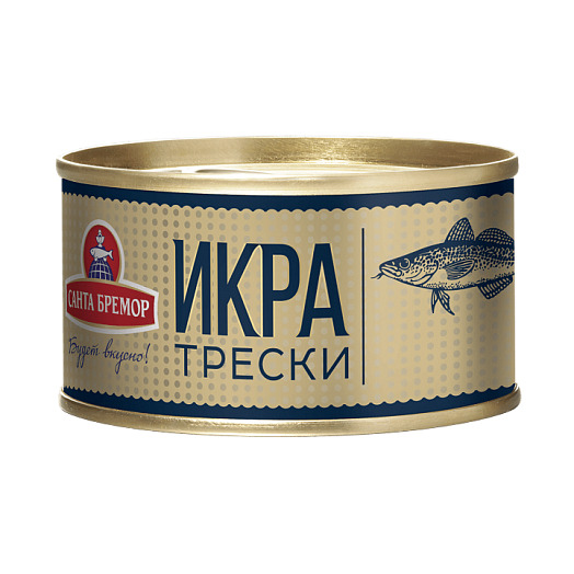 Икра трески "Люкс" деликатесная "Санта Бремор" ж/б 130г