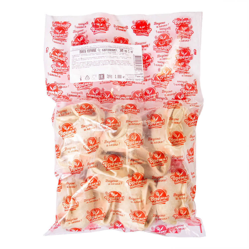 Манты куриные ( с картофелем) , пакет 1 кг, зам.Ферма