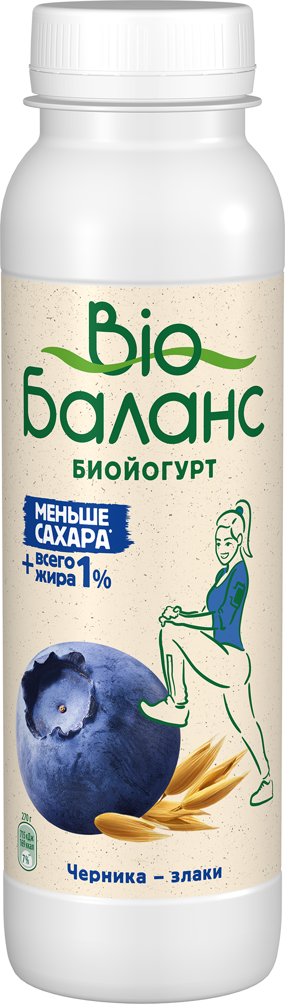 BIO БАЛАНС ЙОГУРТ ПИТЬЕВОЙ ЧЕРНИКА-ЗЛАКИ 270г (6)