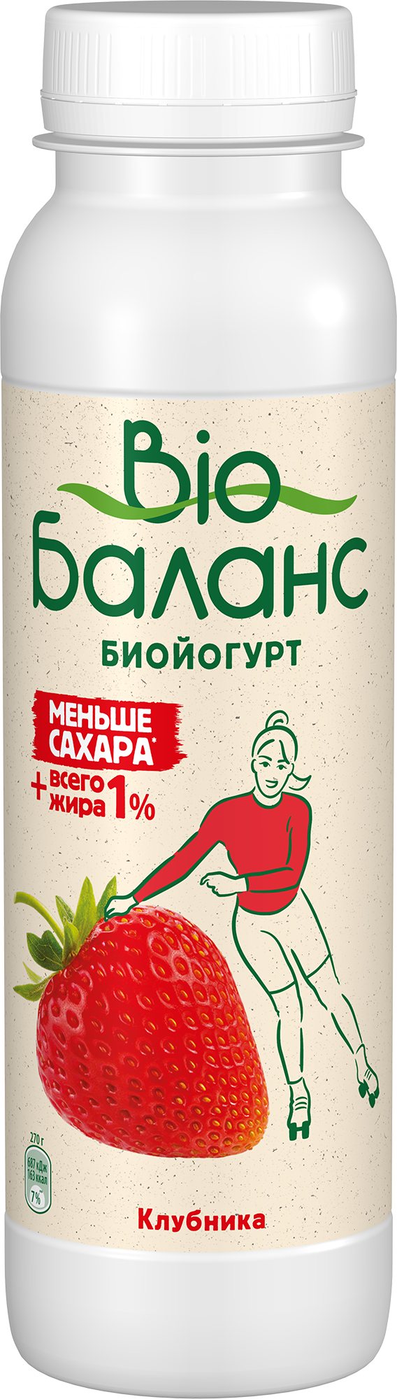 BIO БАЛАНС ЙОГУРТ ПИТЬЕВОЙ КЛУБНИКА 270г (6)