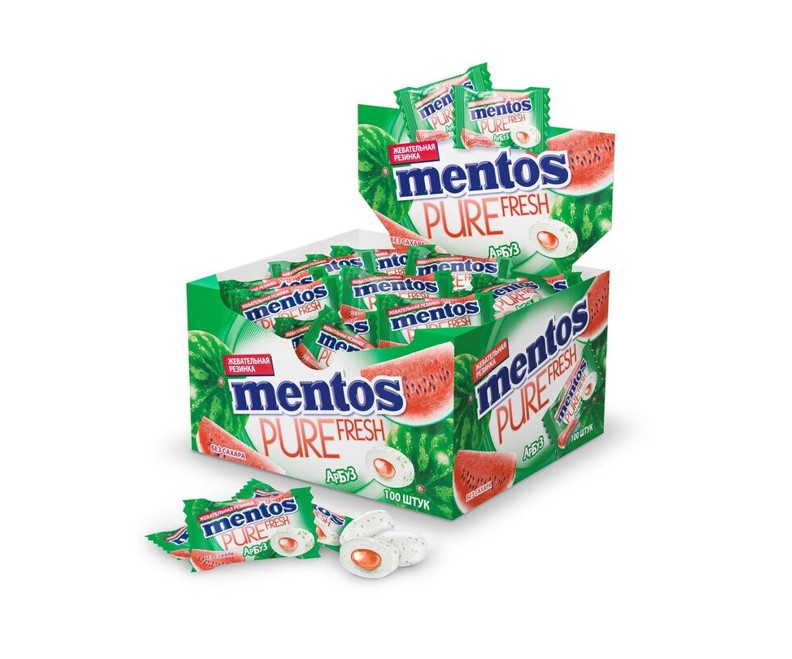 Жевательная резинка Mentos Pure Fruit Арбуз, моно 2г, 100шт