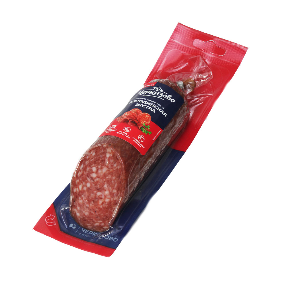 Колбаса сырокопченая Черкизово Бородинская Экстра со срезом фиб в/у 0,2кг