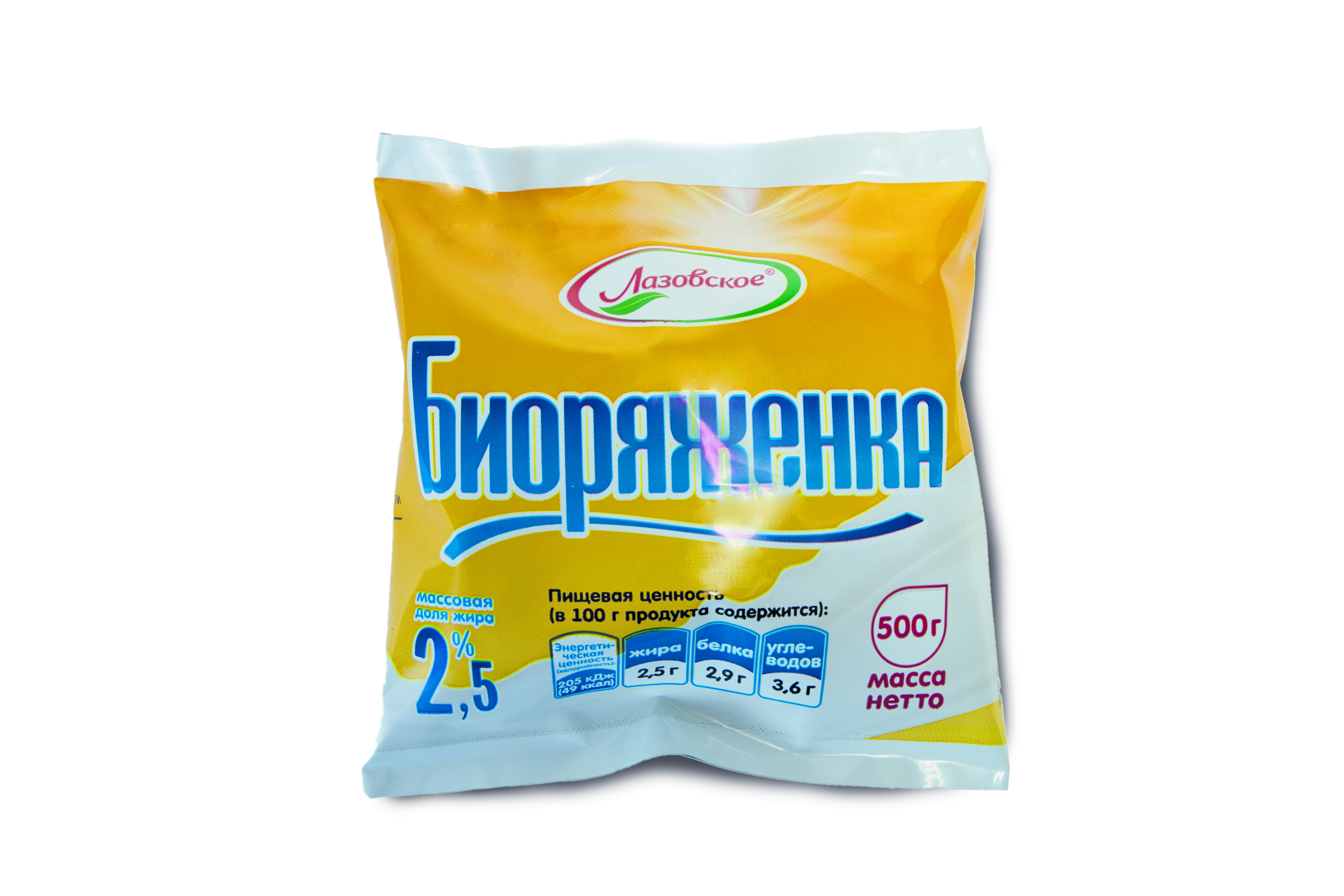 Биоряженка мдж 2,5% Лазовская 500г поли-пак