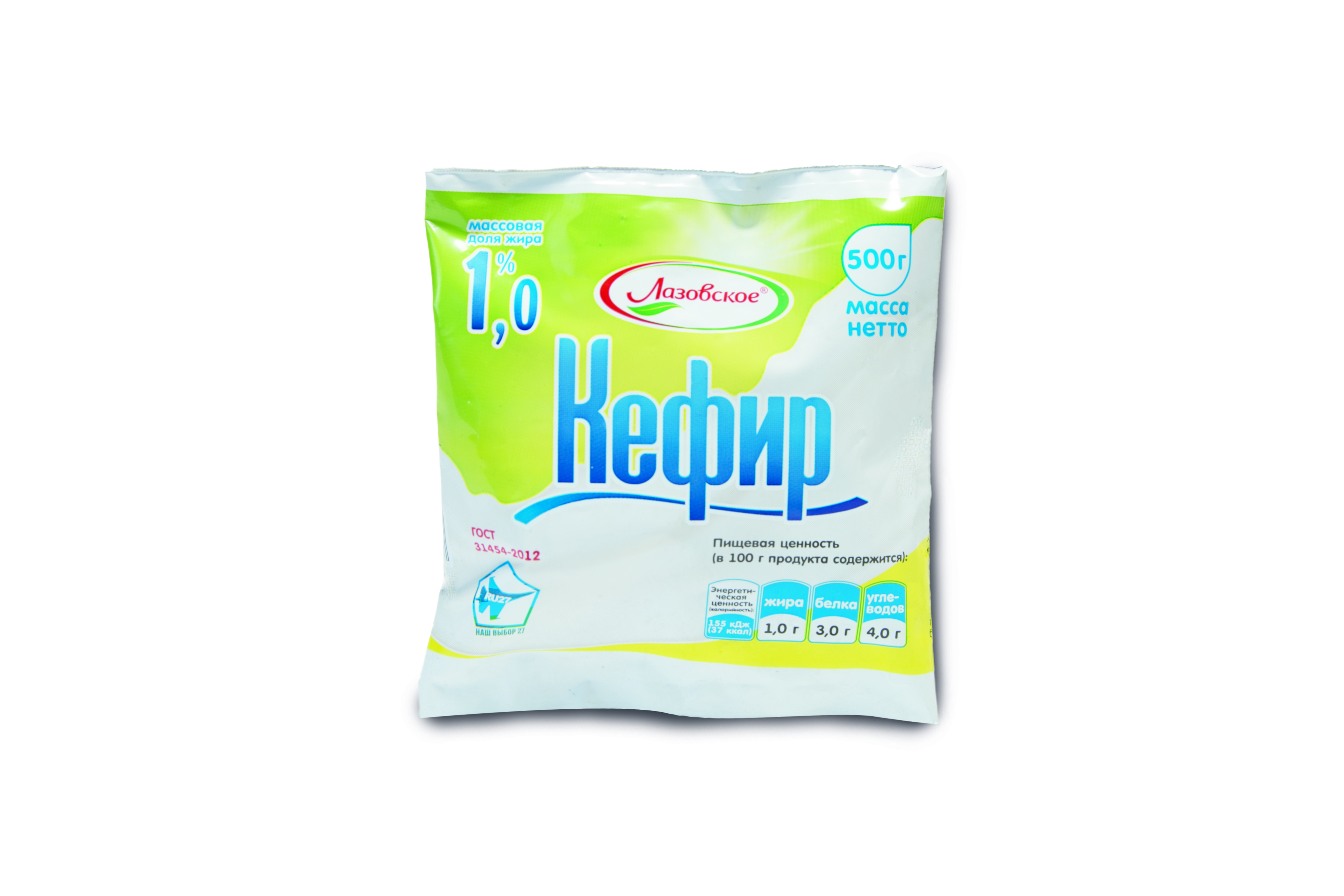 Кефир мдж 1% Лазовский 500г поли-пак