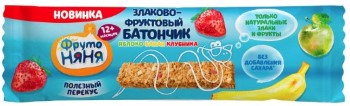 Злаково фруктовый батончик ФрутоНяня Яблоко Банан Клубника для питан. детей раннего возр. 25г (4*20)