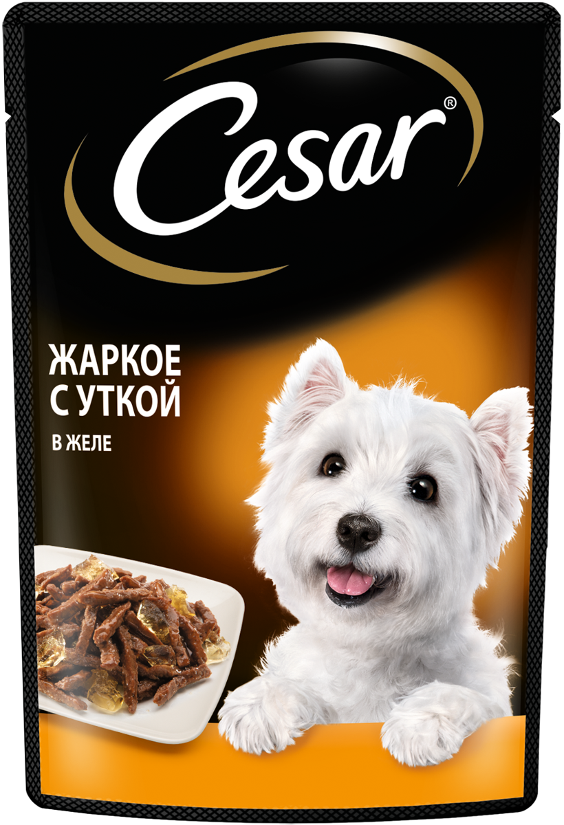Влажный корм Cesar для взрослых собак, жаркое с уткой в желе, 28х85г