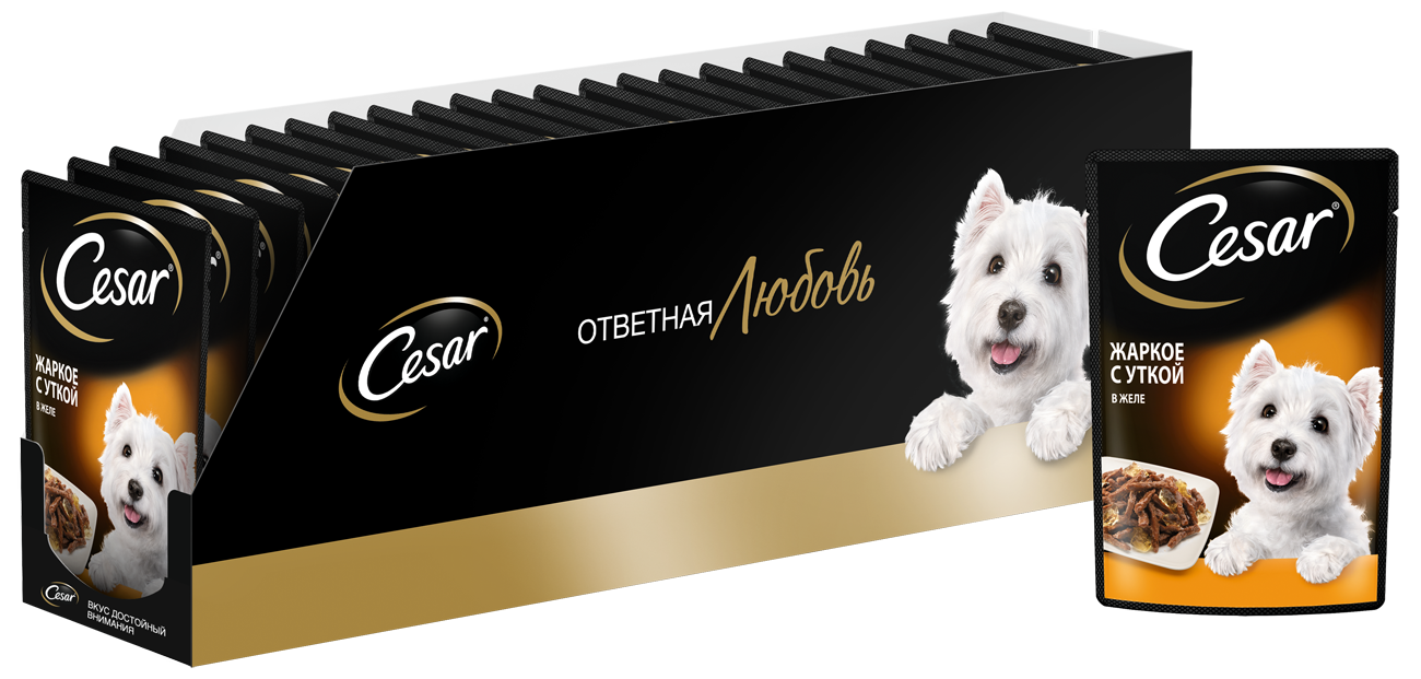 Влажный корм Cesar для взрослых собак, жаркое с уткой в желе, 28х85г