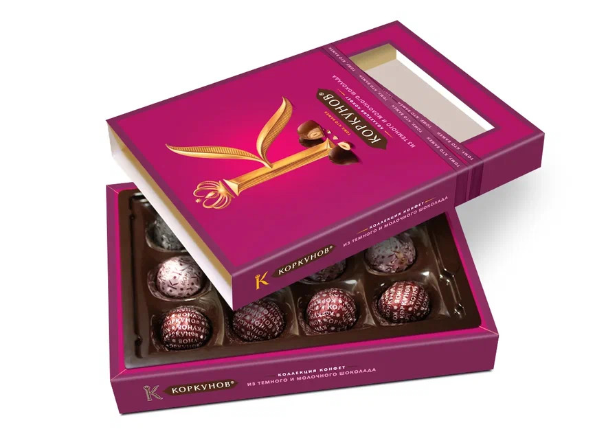 Шоколадные конфеты Коркунов Ассорти темный и молочный шоколад 110г