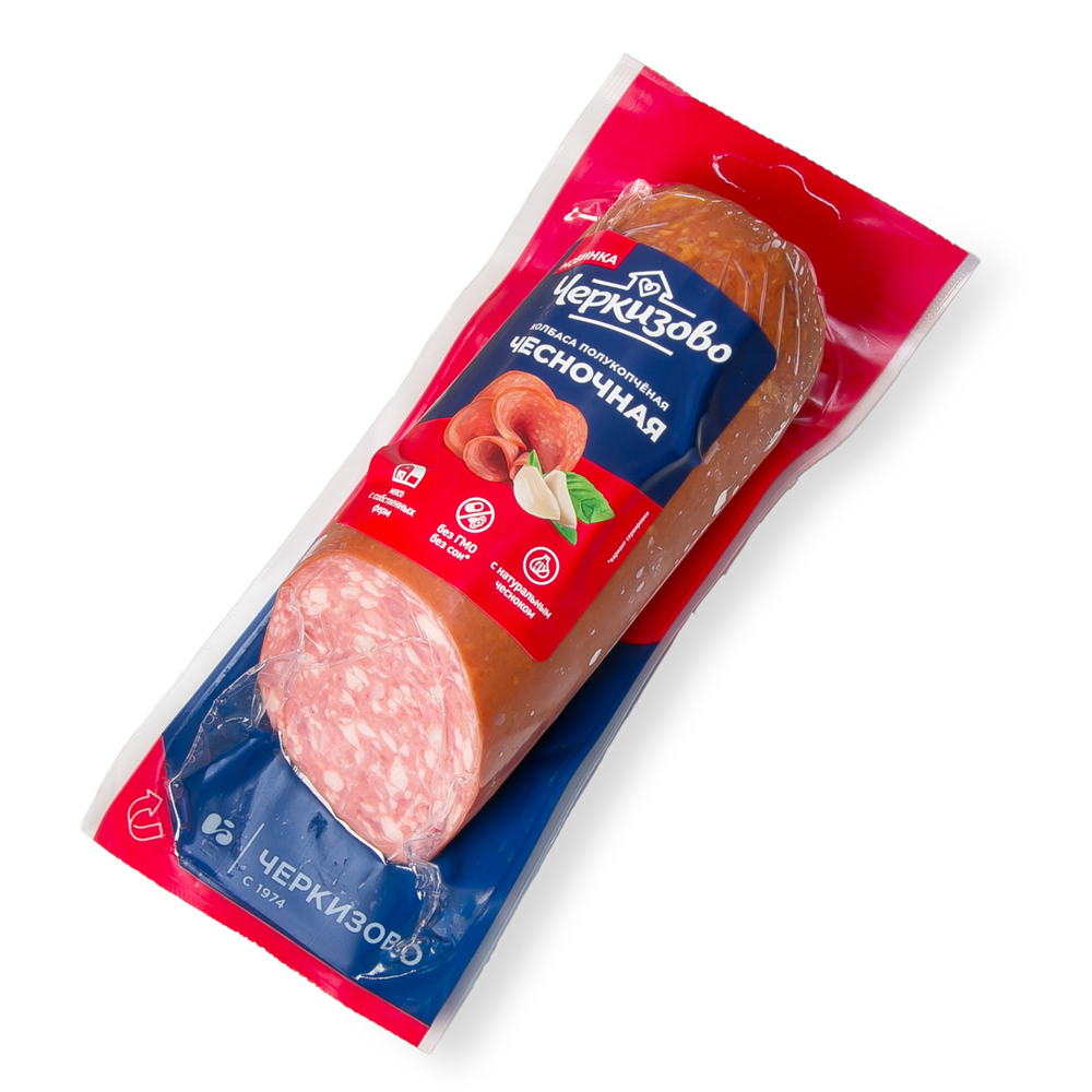 Колбаса ПК Чесночная фиб ву срез шт 0,3кг (Ч)