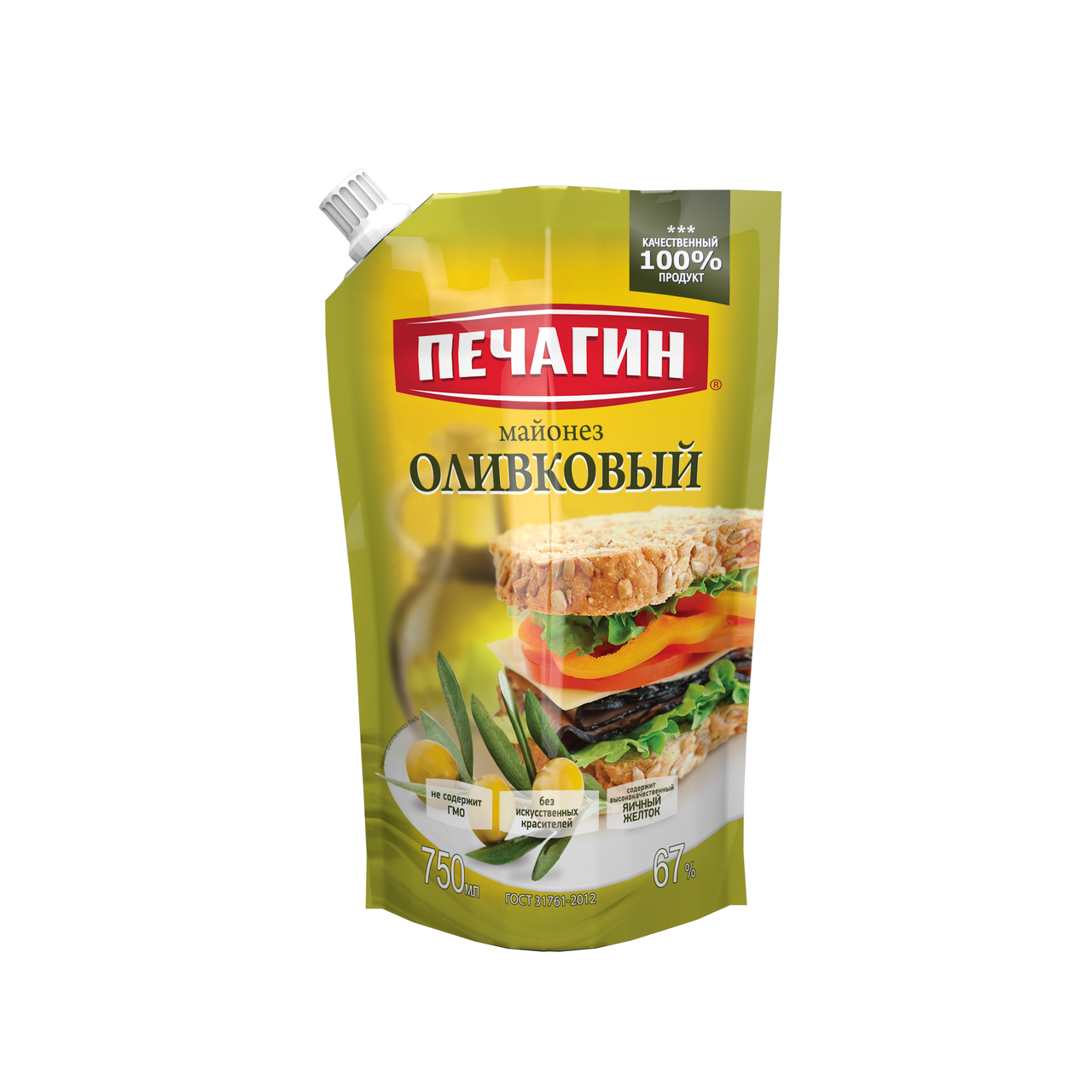 Майонез Печагин Оливковый 67% 750мл дой-пак