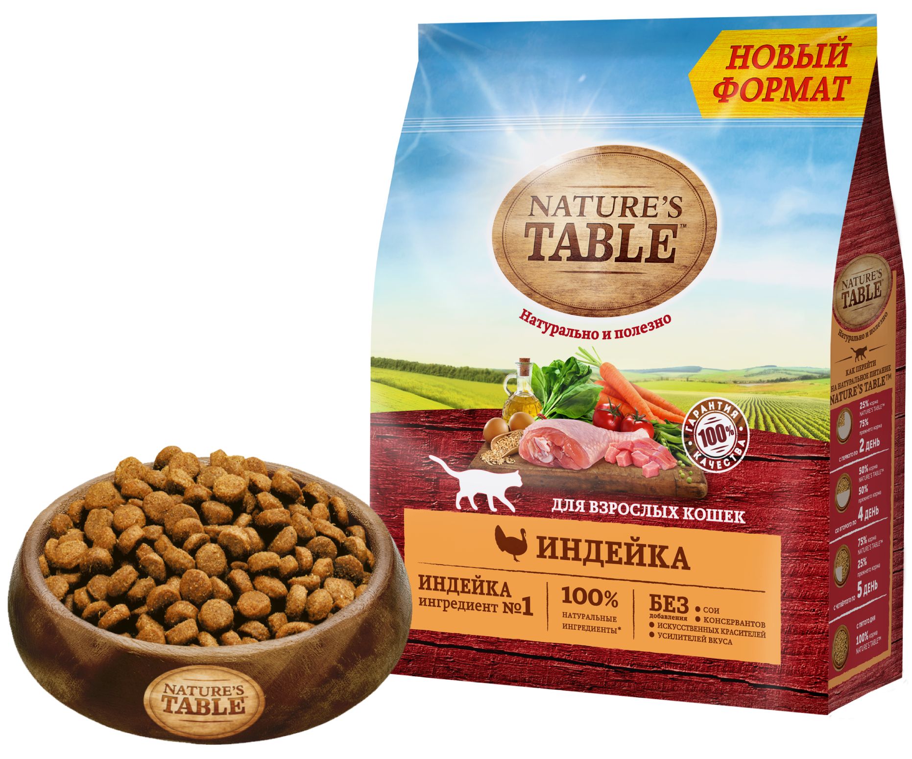 Сухой корм Nature’s Table™ для взрослых кошек, Индейка, 1.1кг