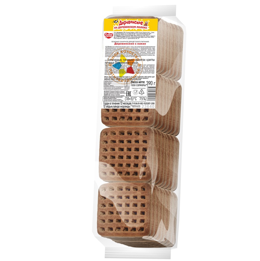 Печенье ДЕРЕВЕНСКОЕ  С КАКАО 390г*18шт