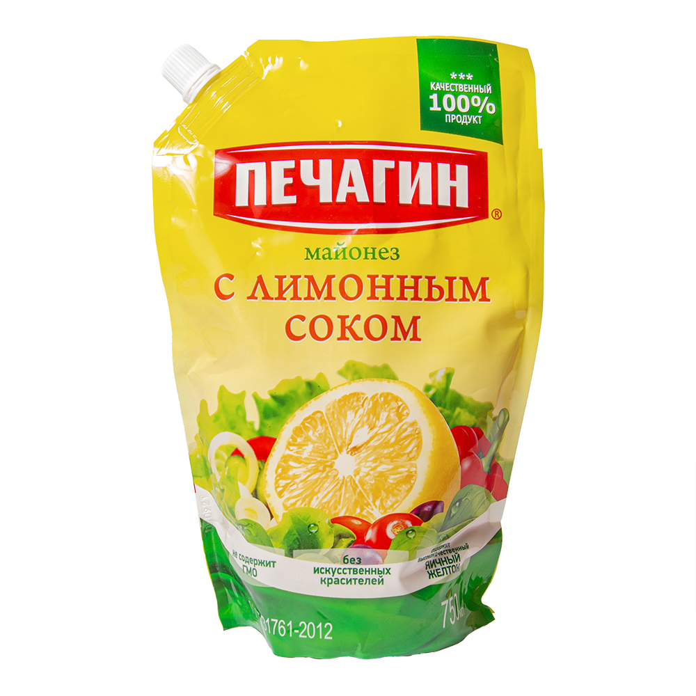 Майонез Печагин с лимонным соком 50% 750мл дой-пак