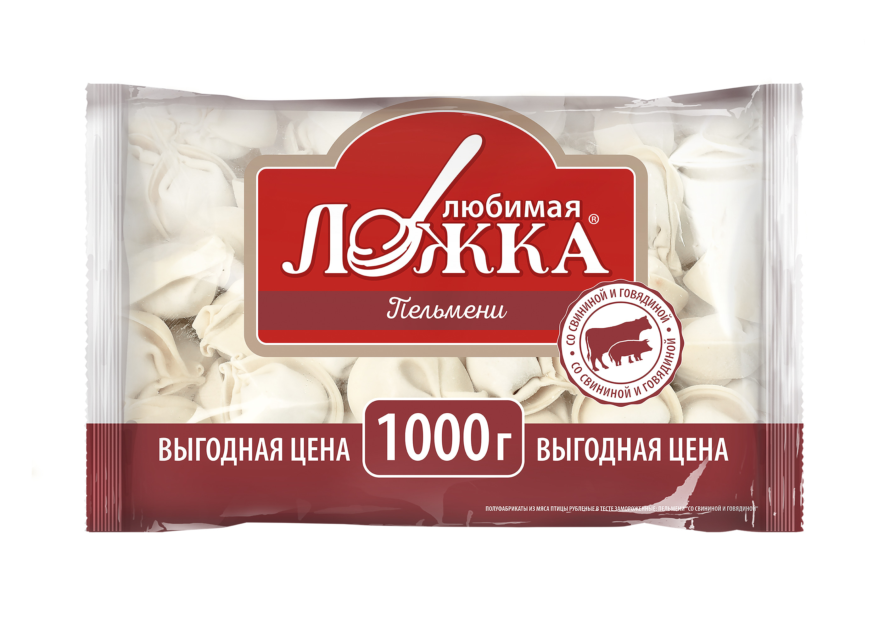 Пельмени Со свининой и говядиной ТС Любимая ложка  1 кг