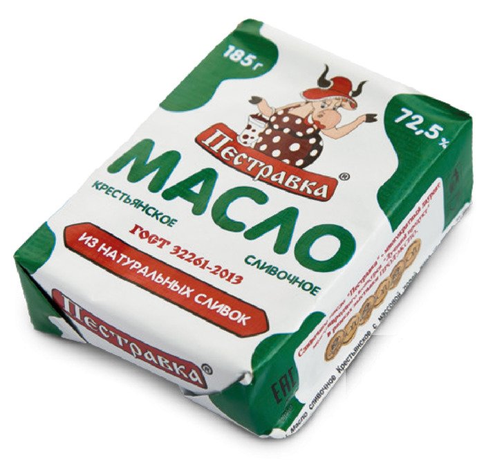 Масло Пестравка Крестьянское сливочное 72,5% Фольга 185 г