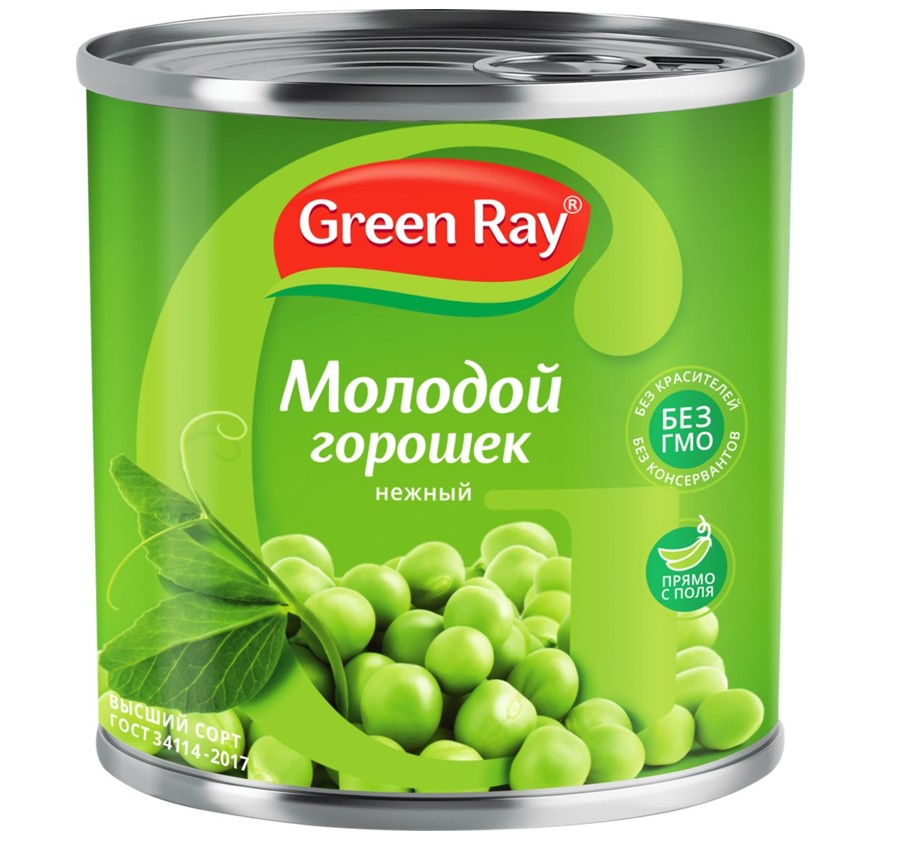 Горошек зеленый Green Ray без ключа ж/б 425гр*12