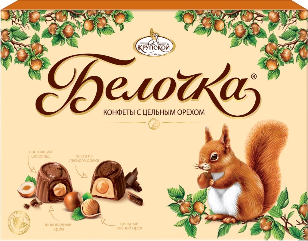Набор конфет Славянка Белочка с цельным фундуком 160г (6)
