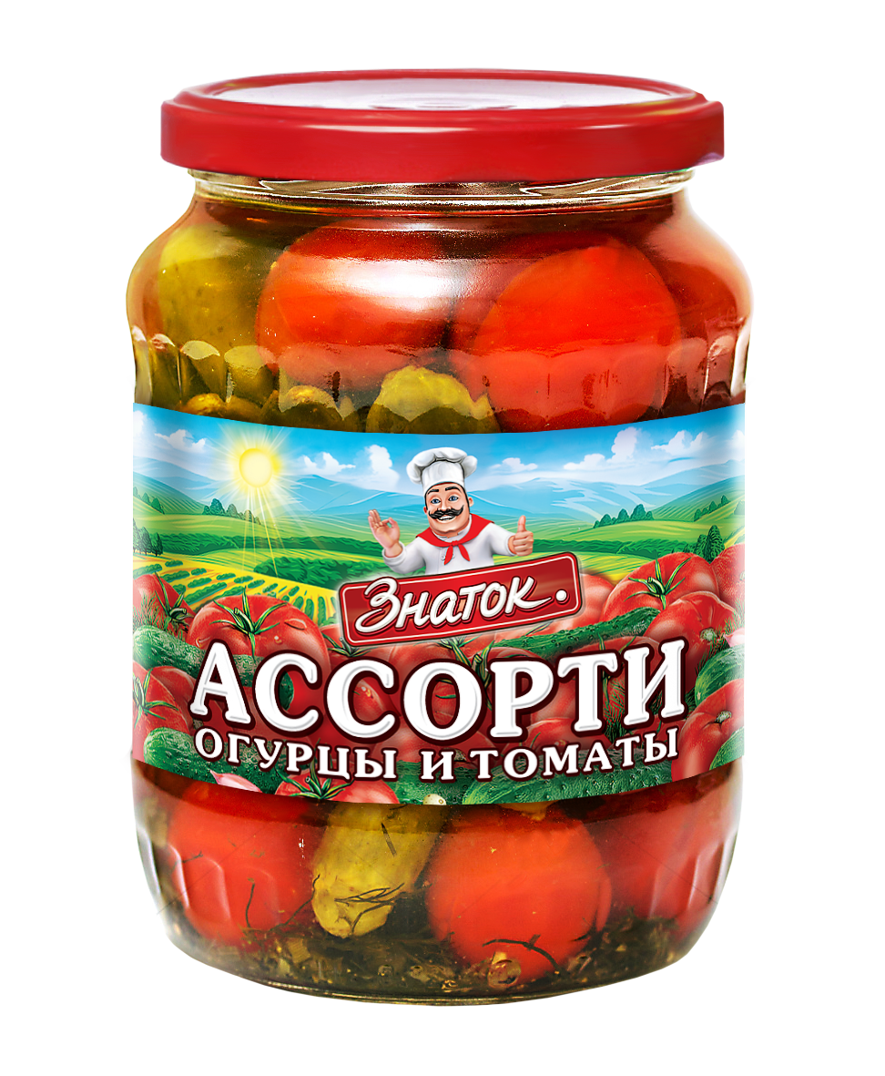 Ассорти огурцы+томаты ЗНАТОК 680гр/8