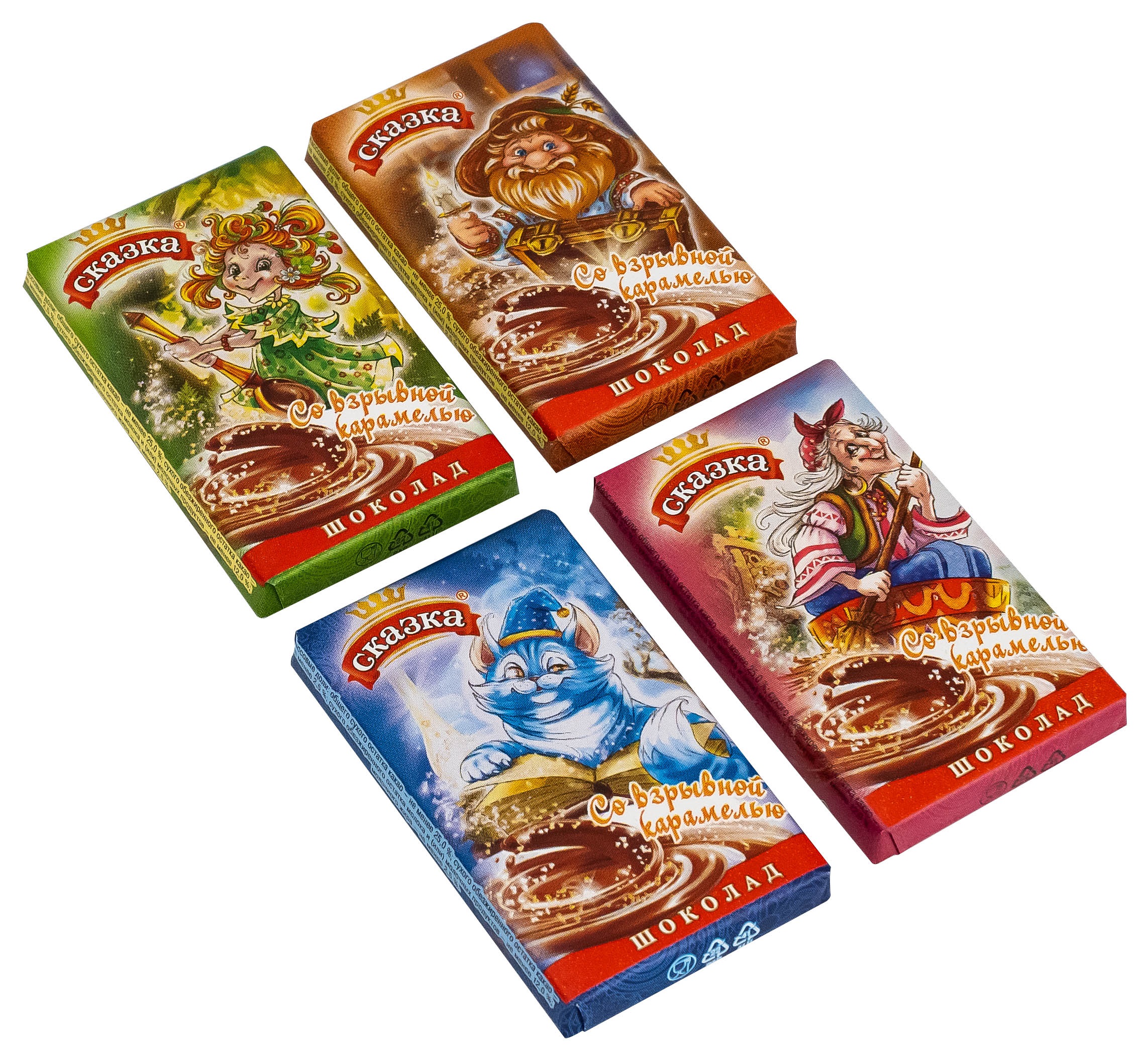 Шоколад СКФ Сказка молочный со взрывной карамелью 15гр*294шт