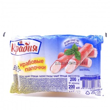 КРАБИЯ Палочки крабовые имитация замороженые 200г *30