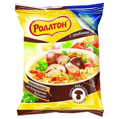 Вермишель Роллтон на домашнем бульоне с грибами 60г (42)