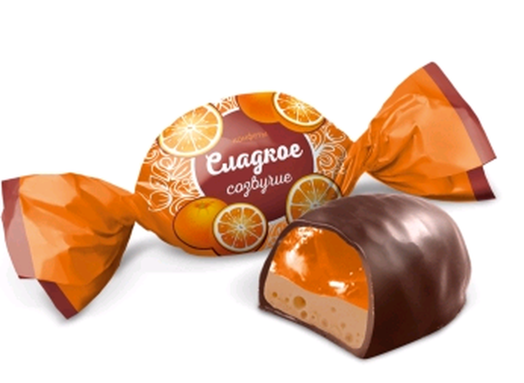 Конфеты Конти Сладкое созвучие вкус апельсин с шоколадом 4*1 кг.