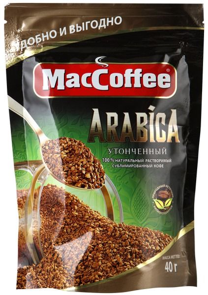 MACCOFEE Кофе натуральный растворимый сублимированный Арабика 40г*12 дой-пак
