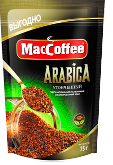 MACCOFEE Кофе натуральный растворимый сублимированный Арабика 75г*12 дой-пак