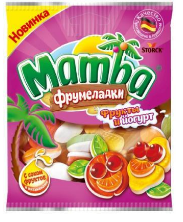 Мармелад жевательный Mamba Фрумеладки фрукты и йогурт, 72г