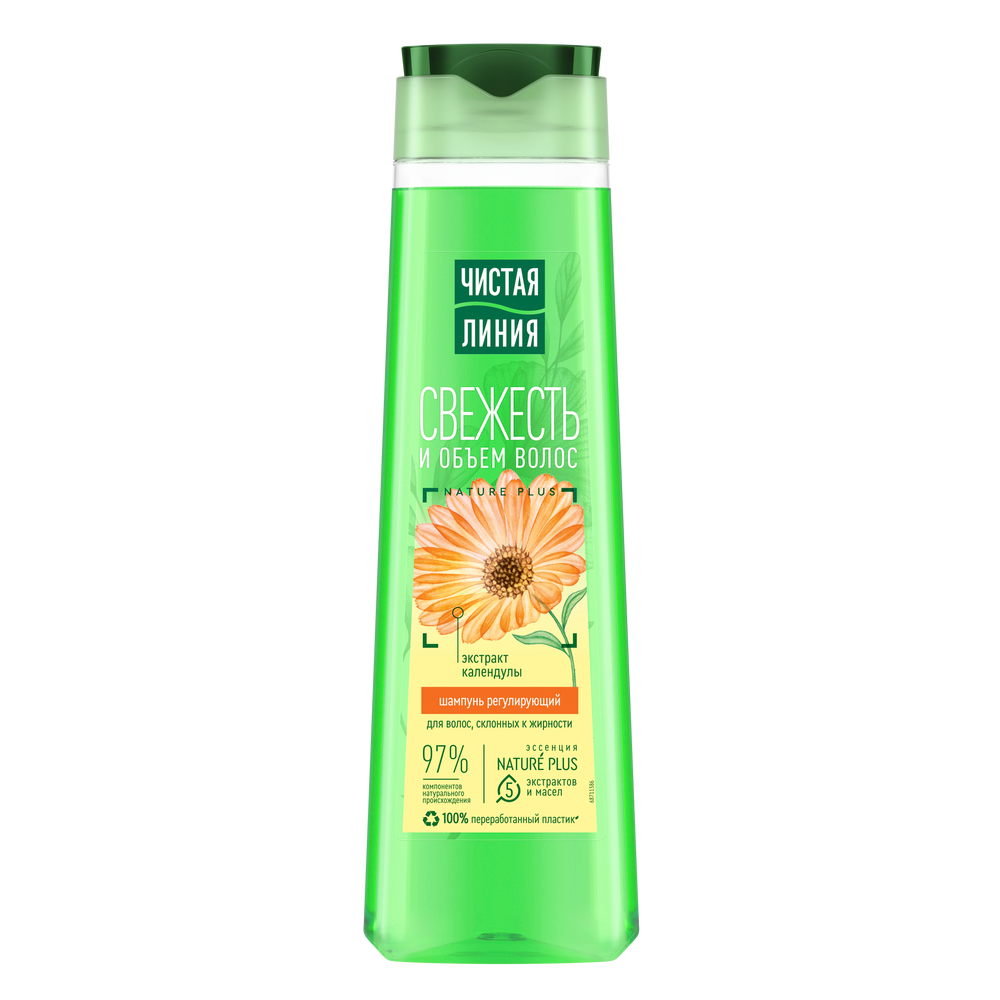 Чистая Линия шампунь регулирующий свежесть и объем волос с экстрактом календулы 400 мл