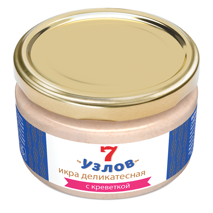 Икра 7 узлов деликатесная c кусочками креветки в соусе 165 г