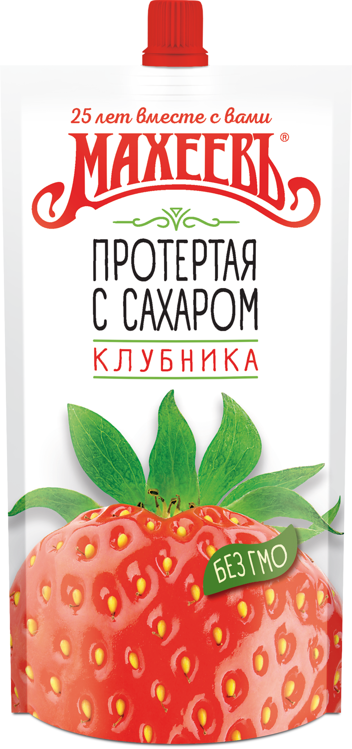 Джем "Махеевъ", Клубника протертая с сахаром, 300 гр дойпак