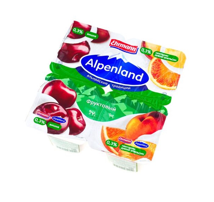 Йогуртный продукт Alpenland Легкий 0,3% Вишня/Нектарин и дикий апельсин, 95г