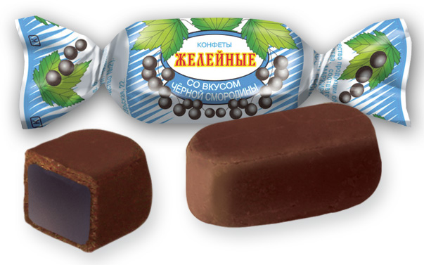 Конфеты ТАКФ желейные со вкусом черной смородины 1кг*6шт