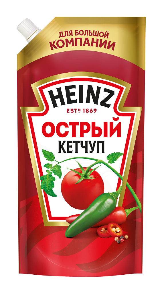 Кетчуп томатный Heinz острый, дой-пак, 550г