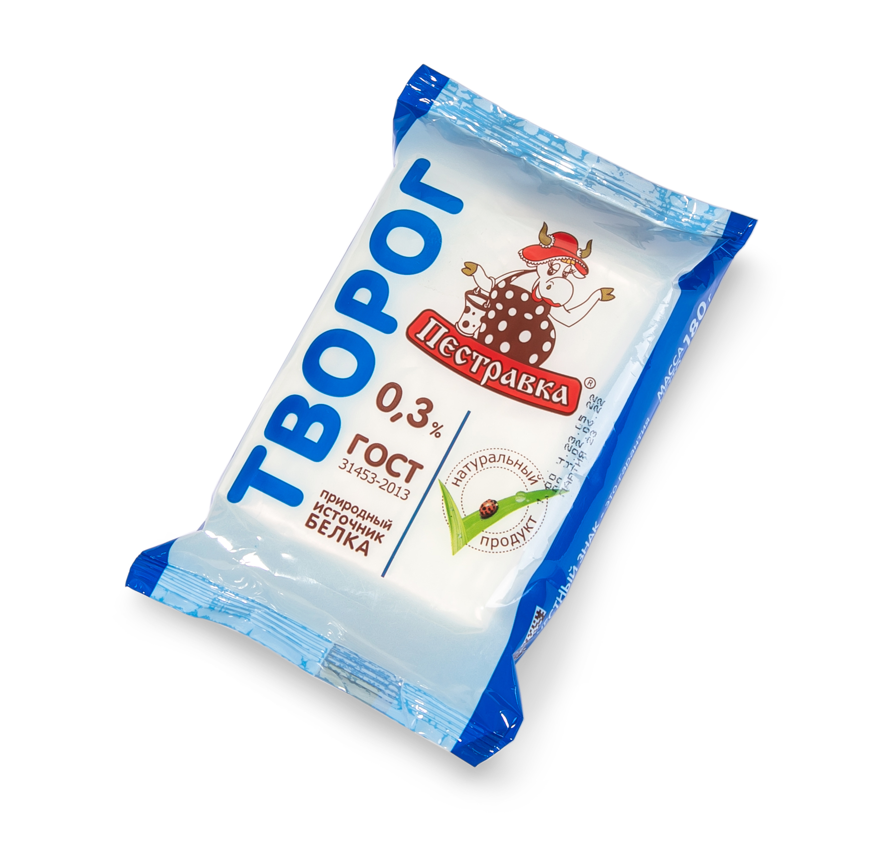 Творог Пестравка 0,3% флоу-пак 180г