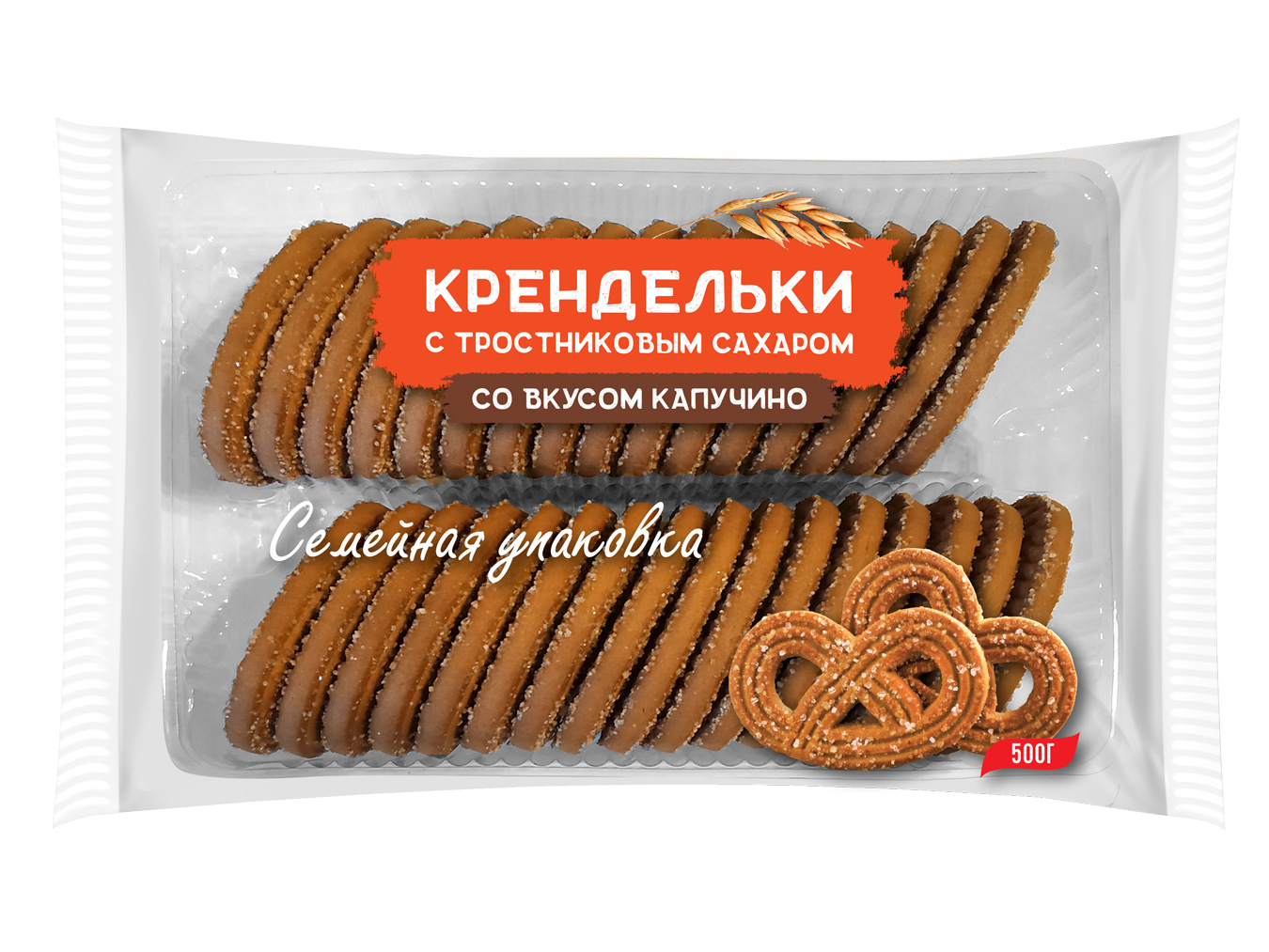 картинка Печенье Хлебный Спас сдобное Крендельки со вкусом капучино и тростниковым сахаром подложка 500 г от магазина Одежда+