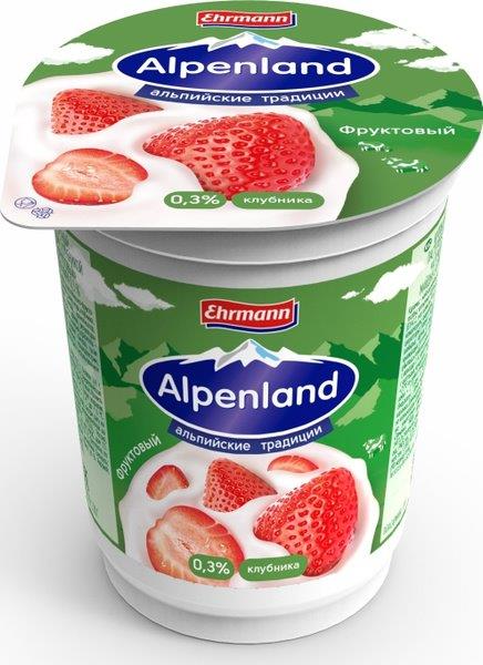 Йогуртный продукт Alpenland Легкий 0,3% Клубника, 320г