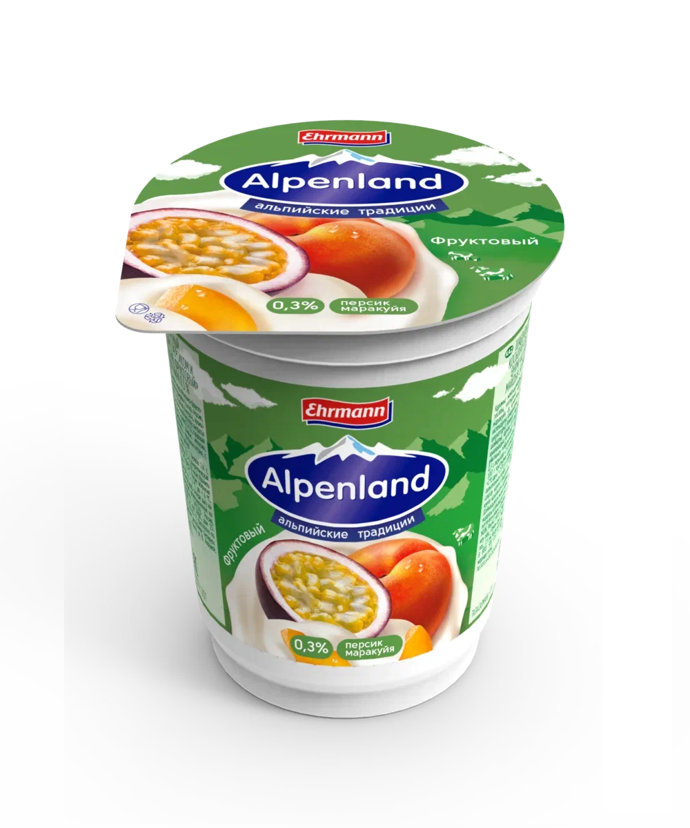 Йогуртный продукт Alpenland Легкий 0,3% Персик и Маракуйя, 320 г
